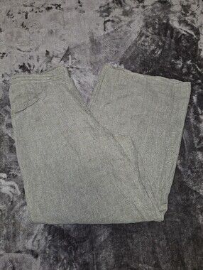 FLAX Women's Light Sage Linen Pants Large Classic Casual Granola Closet Staple